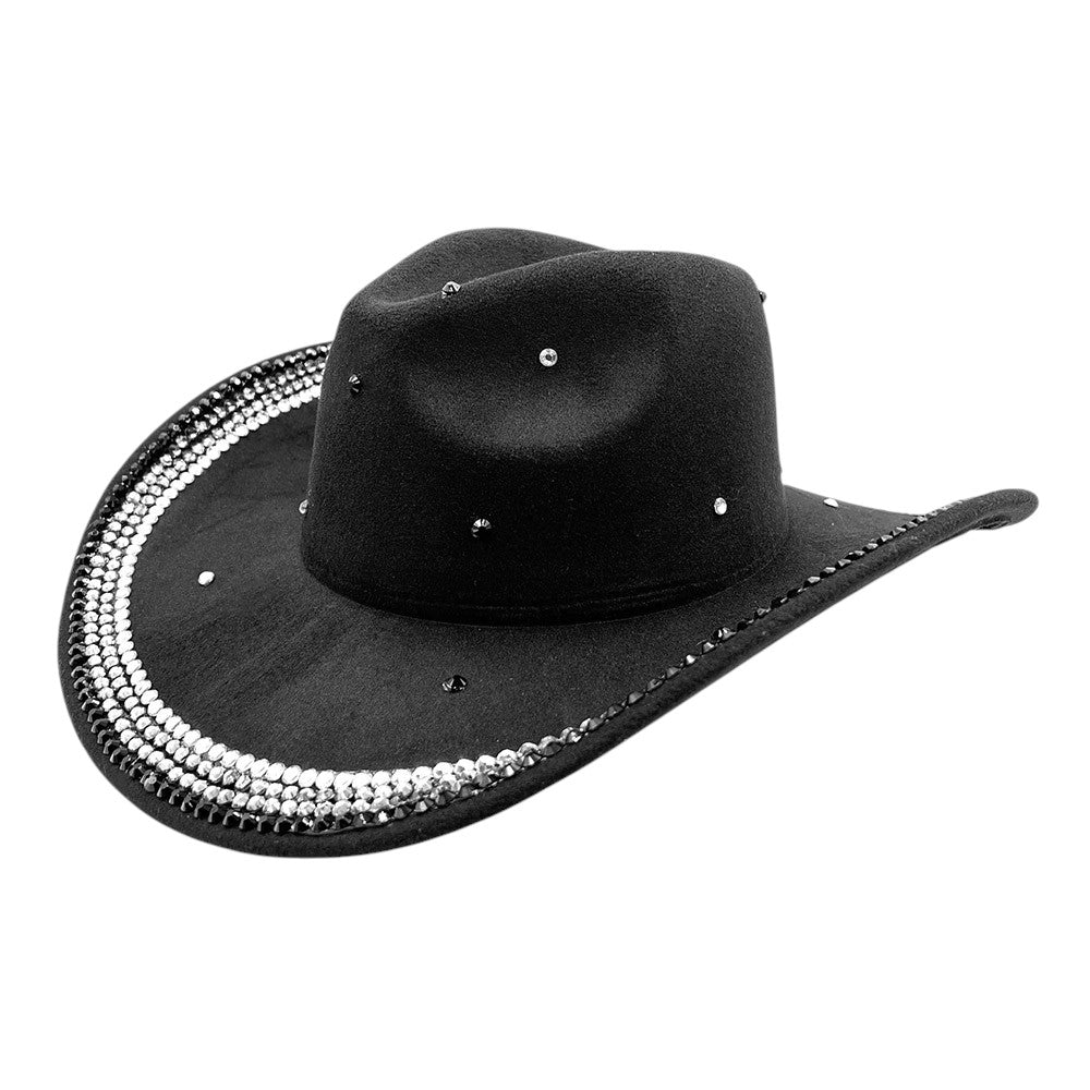 Bling Studded Cowboy Western Hat - Black - Cowboy Western Hat