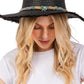 Black Braided Starfish Band Frayed Straw Summer Sun Hat features a distinctive braided starfish band and stylish frayed edges. The wide brim provides optimal UV protection while maintaining breathability, making it an essential accessory for beach outings, resort wear, or any outdoor summer activity. Lightweight construction ensures all-day comfort.