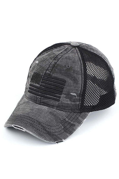 Black C.C American flag embroidery camo baseball cap is the perfect accessory for any patriotic American. With its unique camo design and expert embroidery, this cap combines style with a show of national pride. Made with high-quality materials, it is both comfortable and durable.