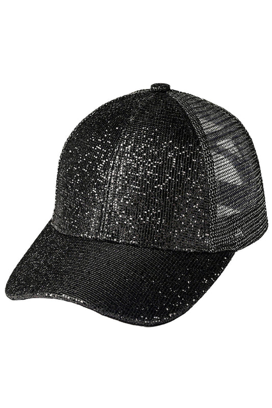 Black C.C Criss Cross Glitter Mesh Baseball Cap combines style and functionality with its glitter mesh design. With its crisscross pattern, it adds a touch of trendy flair to any outfit. The lightweight material provides breathability and the adjustable strap ensures a comfortable fit. A must-have for any fashion-forward individual.