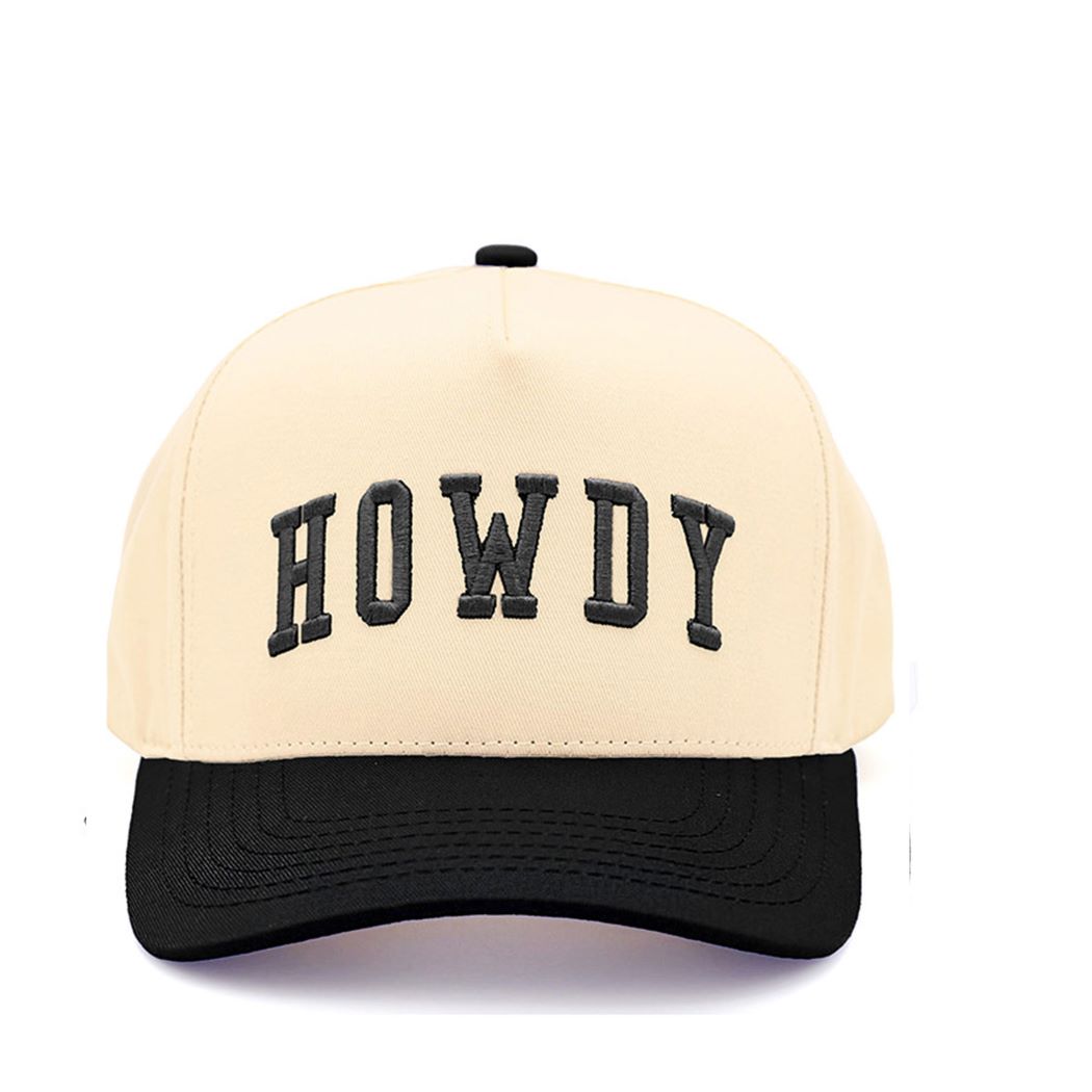 C.C HOWDY Letter Embroidered Two Tone Trucker Cap - Black - Trucker Hats