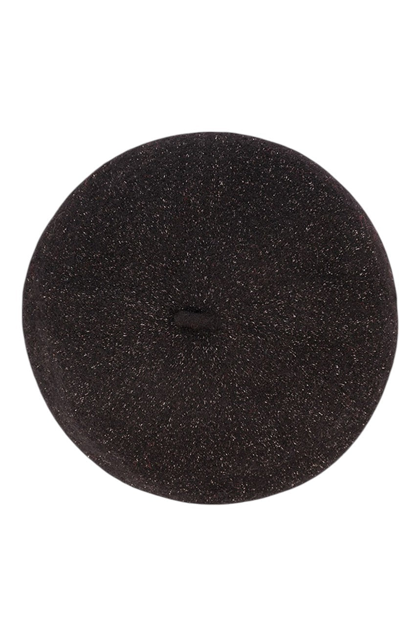 Black The C.C. Lurex Yarn Wool Beret combines traditional craftsmanship with contemporary style. It is meticulously constructed from premium wool with integrated lurex threads that create a subtle metallic sheen. This expertly designed headwear retains warmth while maintaining breathability, ensuring comfort throughout variable temperatures. The classic silhouette offers versatile styling options for both casual and formal occasions.
