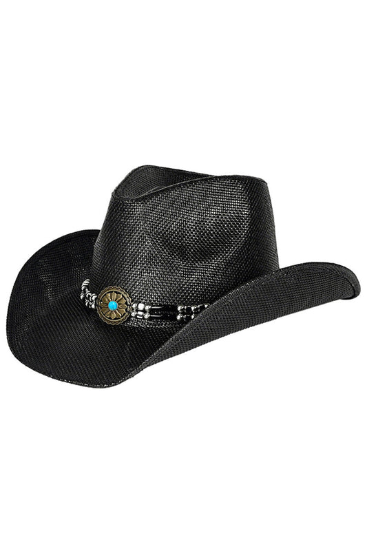 Black C.C Mixed Ethnic Bead Trim Band Cowboy Hat is perfect for adding some stylish flair to your western look. The mixed ethnic bead trim adds a unique touch to this classic cowboy hat, making it a fashionable and versatile accessory. Crafted with high-quality materials, this hat is sure to become a staple in your wardrobe.