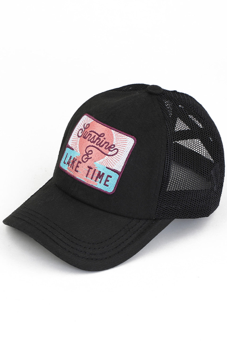C.C SUNSHINE & LAKE TIME Patch Pony Cap - Black - Pony Cap