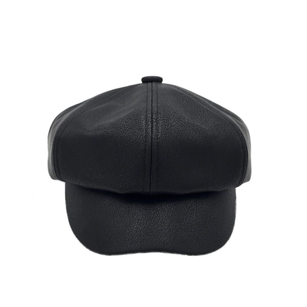 Black C.C Solid Faux Leather Newsboy Cap features a sleek, solid design crafted from high-quality faux leather for a stylish, modern look. The classic newsboy silhouette provides a comfortable fit, making it perfect for everyday wear or dressy occasions.