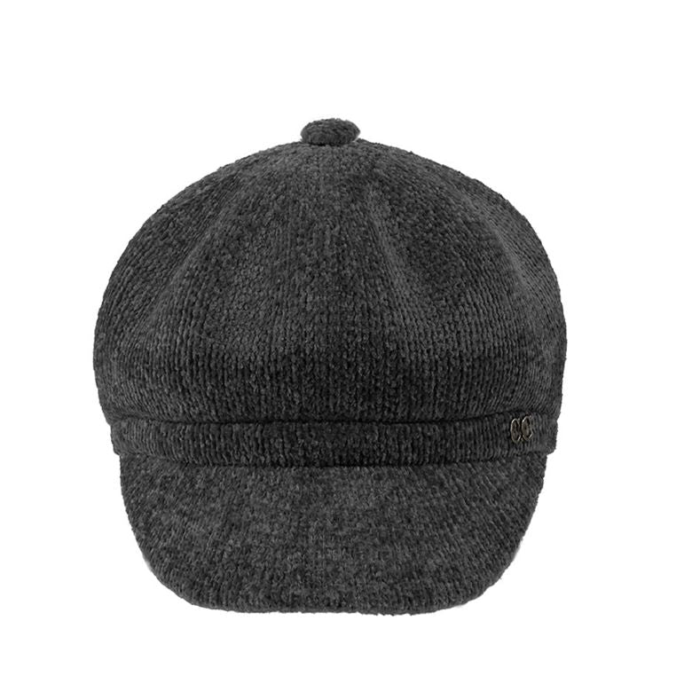 Black C.C Solid Faux Leather Newsboy Cap features a sleek, solid design crafted from high-quality faux leather for a stylish, modern look. The classic newsboy silhouette provides a comfortable fit, making it perfect for everyday wear or dressy occasions.