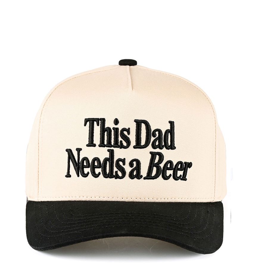 Black Show off dad vibes with a playful twist in the C.C THIS DAD NEEDS A BEER two-tone trucker hat, featuring bold letter embroidery for a fun, standout look. Designed with a classic baseball cap silhouette and breathable mesh back, it offers comfortable all-day wear for backyard BBQs, game days, or casual outings.
