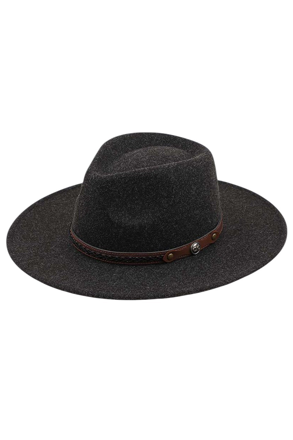 C.C Vegan Felt Metal Logo Heather Color Hat - Black - Color Hat