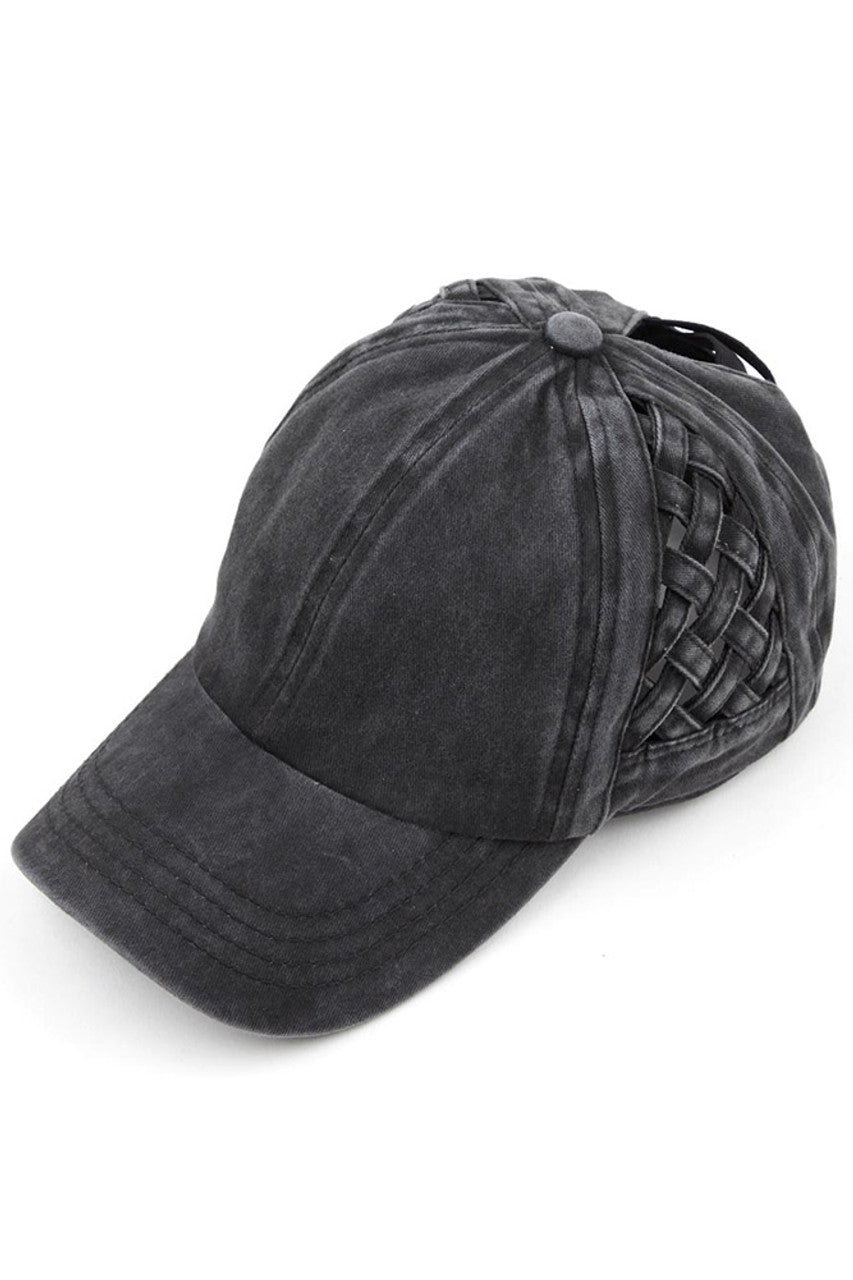 Black C.C WEAVON BASKET CRISS-CROSS PONYCAP is a stylish and functional accessory for any outfit. Made with high-quality materials, this cap features a unique criss-cross design, providing both style and comfort. Stay protected from the sun while looking your best with this trendy ponycap.