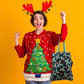 Reusable Christmas tote bag featuring a festive holly and berry print. Ideal for holiday shopping, gifting, or seasonal outings. Durable and stylish, it's a cheerful addition to your holiday essentials.