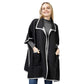 Black Contrast Trimmed Zip Up Cape Poncho, is delicate, warm, on-trend & fabulous, a luxe addition to any cold-weather ensemble. Great for daily wear in the cold winter to protect you against the chill, classic infinity-style zip-up poncho. Perfect Gift for wife, mom, birthday, holiday, etc.
