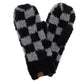 C.C Checkered Pattern Boucle Mittens - Black Dark Gray - Mittens