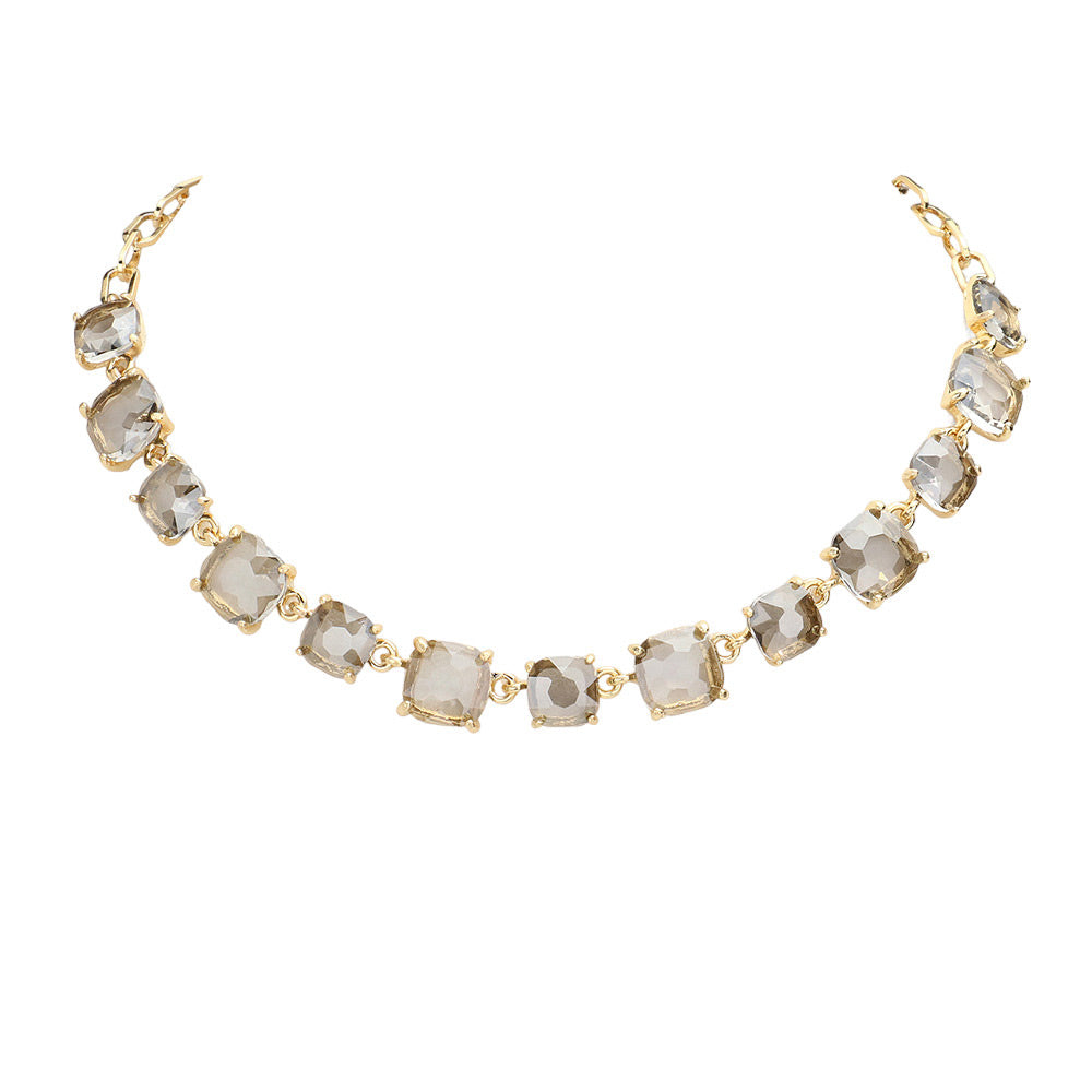 Black Diamond Cushion Square Stone Link Evening Necklace, is the perfect accessory for any occasion. Crafted with attention to detail, this evening necklace will add a touch of glamour to any attire. Perfect Birthday Gift, Mother's Day Gift, Anniversary Gift, Christmas Gift, Valentine's Day Gift, Wedding Party.