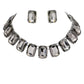 Black Diamond Emerald Cut Stone Link Evening Necklace Earring Set, This gorgeous jewelry set will show your class on any special occasion. The elegance of these stones goes unmatched, great for wearing at a party! stunning jewelry set will sparkle all night long making you shine like a diamond on special occasions.