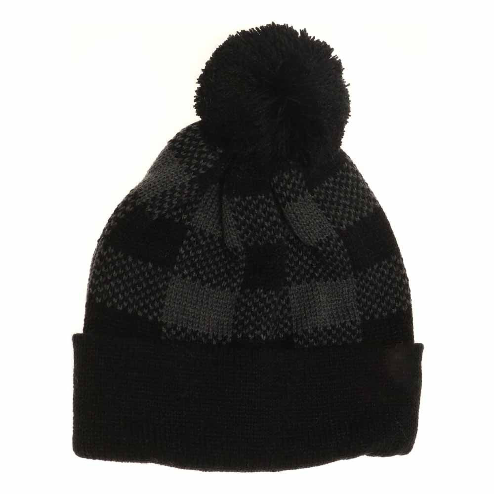 Black-Dk.Grey- BABY Buffalo Plaid Pom Beanie combines classic style with cozy warmth, featuring a timeless buffalo plaid pattern perfect for infants. Crafted from soft, breathable materials, it ensures gentle comfort on delicate skin while providing essential protection against chilly weather. The playful pom detail adds a charming touch, making it an ideal accessory for everyday wear or outdoor adventures during colder months. 