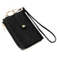 Faux Leather Basket Weave Flat Card Holder Wallet with Wristlet - Wallets