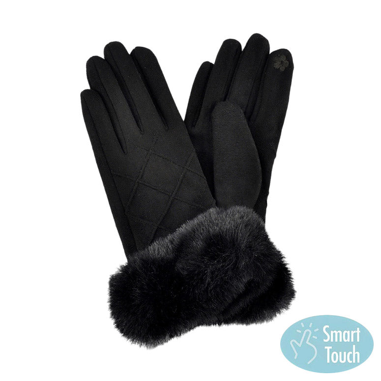 Black Fluffy Faux Fur Suede Touch Smart Gloves, give your look so much eye-catchy with gloves, a cozy feel. It's very attractive looking that will save you from cold and chill on cold days and the winter season. A pair of these gloves are awesome winter gift for your family, friends, anyone you love, and even yourself.