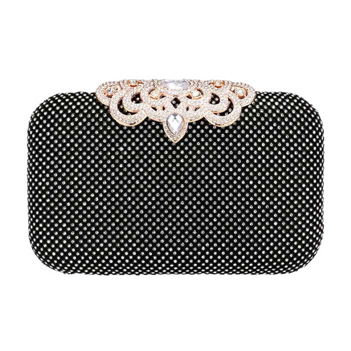 Black Gorgeous Stone Embellished Evening Tote Clutch Crossbody Bag, is beautifully designed and fit for all occasions & places. Perfect for makeup, money, credit cards, keys or coins, and many more things. This crossbody bag feature contains a detachable shoulder chain and clasp closure that makes your life easier and trendier.