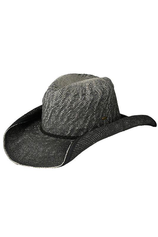 Black-Gray C.C Ombre Rolled Up Edge Cowboy Hat is a versatile and stylish accessory. Made with a rolled-up edge design and ombre color, it offers a unique and trendy look. Its lightweight and durable material ensures comfort and long-lasting wear. Perfect for adding a touch of western flair to any outfit.