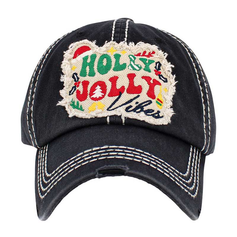 Black Holly Jolly Vibes Vintage Message Baseball Cap, This classic cap not only adds a festive touch to any outfit but also carries a message that embodies the joyful spirit of the Christmas season. Whether you're treating yourself or a loved one, this cap is a timeless and thoughtful gift that will bring smiles all around.