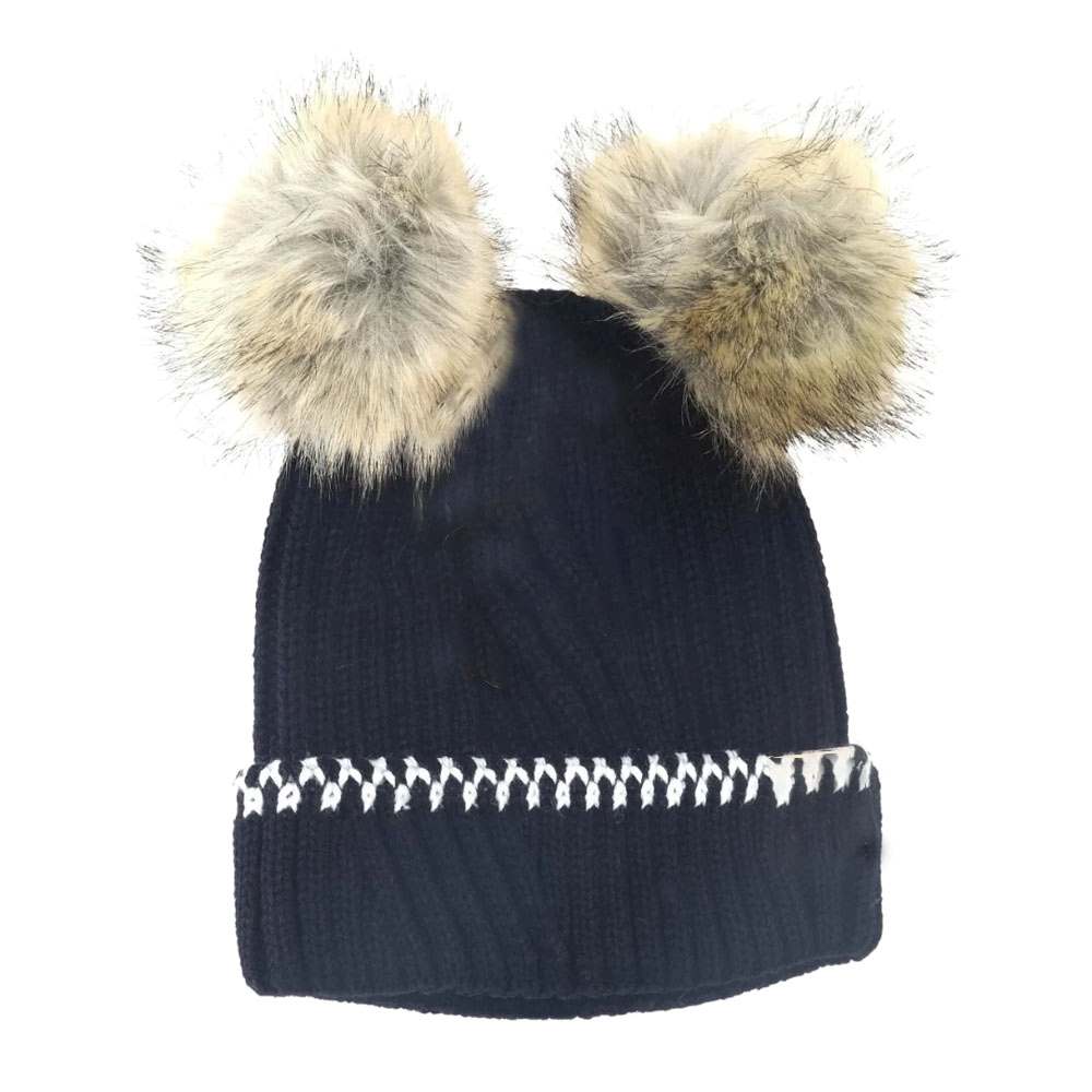 Black BABY Solid Knit Double Fur Pom Beanie combines warmth and style with its solid knit fabric and plush double fur pompom. Designed to keep little heads cozy during cold weather, it offers gentle stretch for a comfortable fit. The high-quality knit ensures durability, while the soft double fur pom adds an adorable, classic touch to any outfit. Ideal for everyday wear or outdoor adventures, this beanie provides expert-approved protection against the chill without compromising on style. 