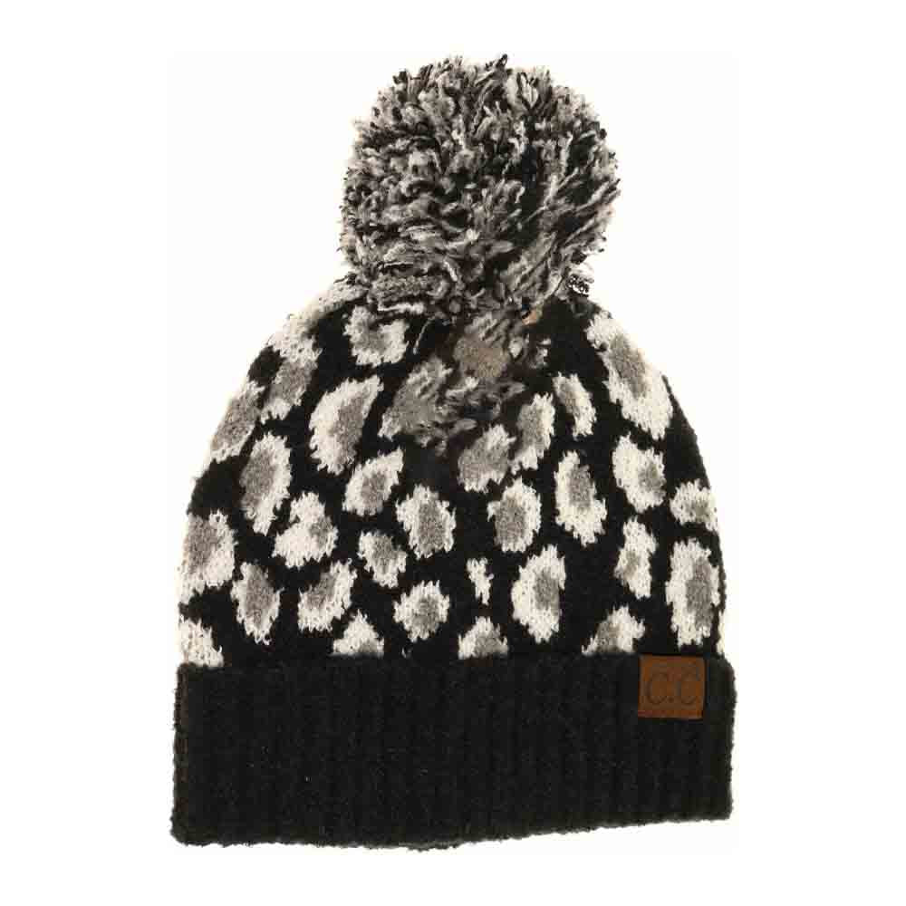 Black Leopard Boucle Knit POM CC Beanie combines sophisticated texture and vibrant pattern for a standout winter accessory. Made from soft boucle knit, it provides superior warmth and a distinctive feel. The leopard print adds a contemporary edge, while the classic pom-pom detail delivers a playful finish. Expertly designed, this beanie offers both style and functionality to elevate your cold-weather wardrobe.