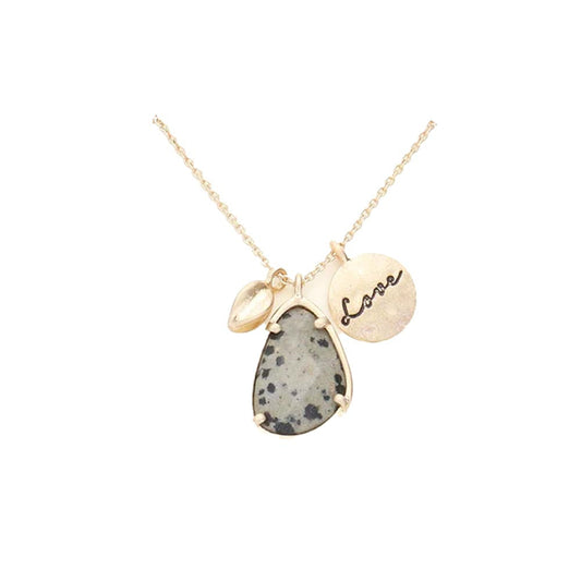 Black Love Metal Disc Teardrop Semi Precious Pendant Necklace. Beautifully crafted design adds a gorgeous glow to any outfit. Perfect Birthday Gift, Valentine's Gift, Anniversary Gift, Mother's Day Gift, Regalo Cumpleanos, Regalo Dia de las Madres, Regalo Dia del Amor, Graduation Gift, Just Because Gift