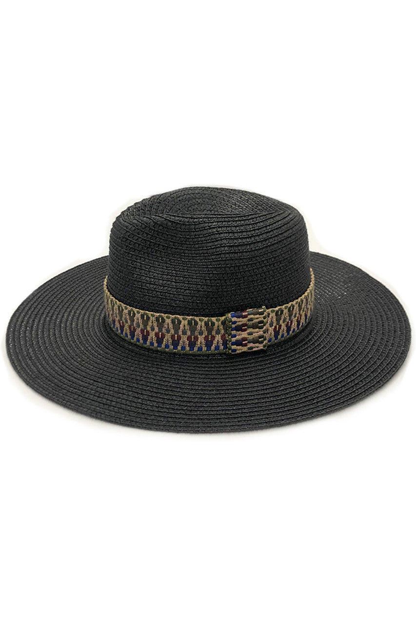 Black Multi Color Aztec Band Panama Hat combines traditional weaving techniques with vibrant ethnic design elements. The distinctive Aztec pattern band introduces rich color contrast against the classic Panama silhouette, while maintaining structural integrity and breathability. The lightweight construction offers UPF protection without compromising ventilation, making it an optimal choice for extended outdoor wear. Its versatile profile transitions seamlessly from casual to semi-formal settings.