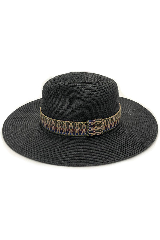 Black Multi Color Aztec Band Panama Hat combines traditional weaving techniques with vibrant ethnic design elements. The distinctive Aztec pattern band introduces rich color contrast against the classic Panama silhouette, while maintaining structural integrity and breathability. The lightweight construction offers UPF protection without compromising ventilation, making it an optimal choice for extended outdoor wear. Its versatile profile transitions seamlessly from casual to semi-formal settings.