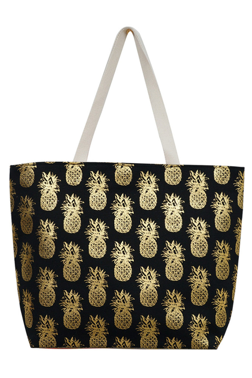 Pineapple Pattern Beach Bag combines vibrant style with practical design, perfect for your beach outings. Crafted to hold all your essentials, its spacious interior and sturdy handles ensure comfort and durability. The cheerful pineapple print adds a tropical flair, making it an ideal accessory for sunny days by the water. 