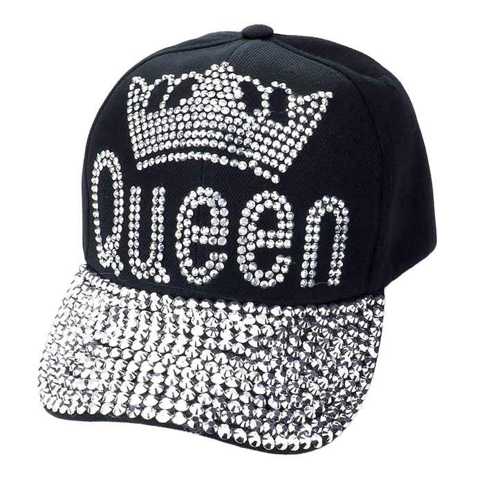 Black Queen Blinged Stud Denim Cap, this stylish blinged stud denim cap is the perfect accessory for any casual outing. Large, comfortable, and perfect for keeping the sun off of your face. Impress everyone with this fun message cap. It looks so pretty and bright in summer. The cap is adjustable, ensuring maximum comfort.