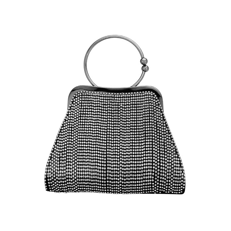 Black Rhinestone Embellished Evening Tote Crossbody Bag, This tote bag is uniquely detailed, featuring a bright, sparkly finish giving. This is the perfect evening for any fancy or formal occasion when you want to accessorize your dress, gown, or evening attire during a wedding, bridesmaid bag, formal, or on date night.