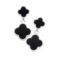 Stainless Steel Quatrefoil Link Dangle Earrings - Black Silver - Earrings