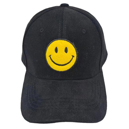 Black Smile Pointed Corduroy Baseball Cap, is an essential for any fashionista's wardrobe. Its soft corduroy texture and adjustable fit add a comfortable style for any occasion. Perfect for everyday wear or a night out, this cap is sure to make any outfit pop. A perfect gift for your friends and family.