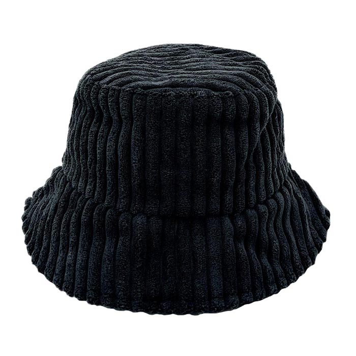 Solid Corduroy Bucket Hat - Black - Bucket Hats