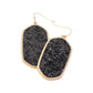 Sparkly Hexagon Frame Dangle Earrings - Black - Earrings