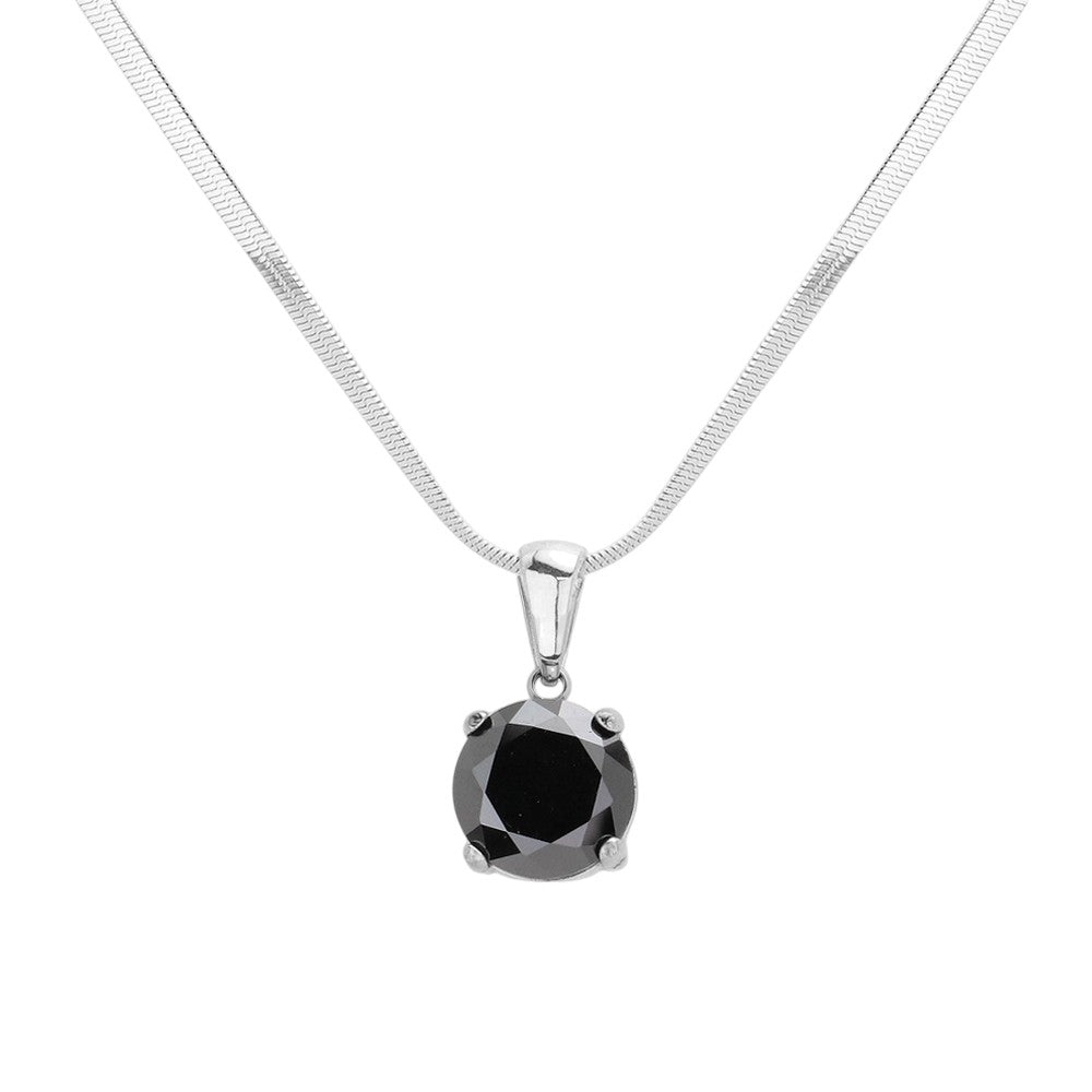 Black Stainless Steel CZ Round Pendant Necklace is a stylish and durable accessory. Crafted from high-quality stainless steel, this necklace is resistant to tarnishing and fading. Featuring a sparkling CZ round pendant, it adds a touch of elegance to any outfit. Upgrade your jewelry collection with this timeless piece. 