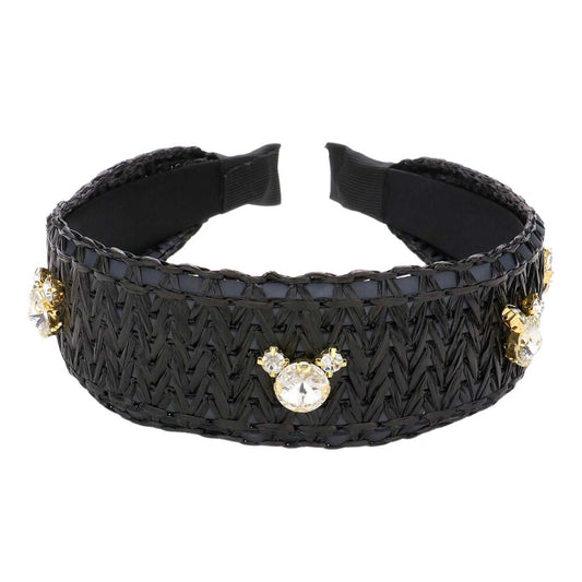 Black Stone Embellished Woven Straw Headband, be the ultimate trendsetter & be prepared to receive compliments wearing this woven straw headband with all your stylish outfits! Perfect for everyday wear, outdoor festivals, and many more. Awesome gift idea for your loved one or yourself.