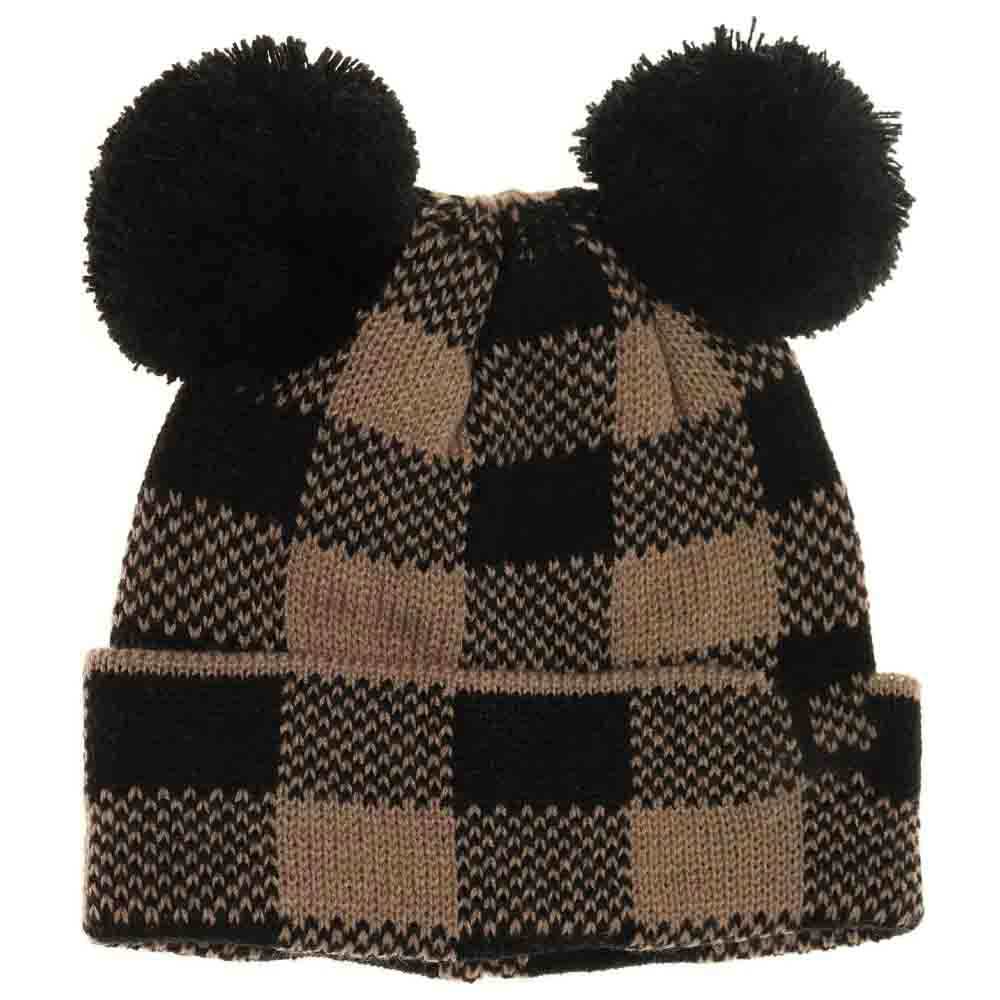 Black-Taupe- Baby Buffalo Plaid Pom Pom Beanie combines comfort and classic design, featuring a soft, breathable fabric that keeps infants warm without irritation. Its iconic buffalo plaid pattern paired with a charming pom pom adds a stylish touch, making it ideal for both everyday wear and special outings. Designed with a secure fit, this beanie offers reliable protection from cold weather, ensuring your baby stays cozy and comfortable in cooler temperatures. 