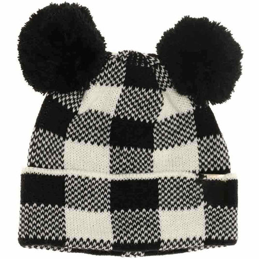 Black-White Baby Buffalo Plaid Pom Pom Beanie combines comfort and classic design, featuring a soft, breathable fabric that keeps infants warm without irritation. Its iconic buffalo plaid pattern paired with a charming pom pom adds a stylish touch, making it ideal for both everyday wear and special outings. Designed with a secure fit, this beanie offers reliable protection from cold weather, ensuring your baby stays cozy and comfortable in cooler temperatures. 