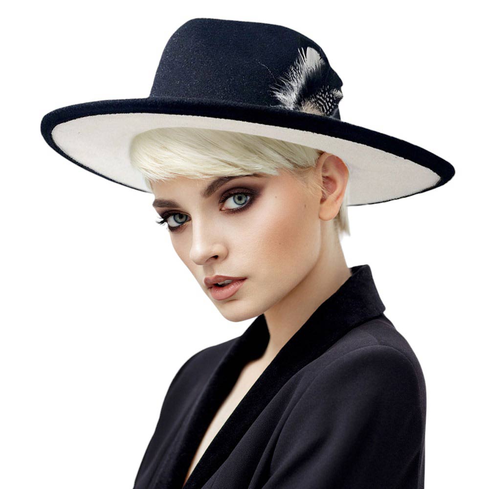 Black White Feather Pointed Fedora Panama Hat, is perfect for warm weather. Its pointed top design and feather detail add a touch of class to any outfit. The lightweight construction ensures total comfort and breathability. Keep your style fresh, A classic gift to travelers or fashion-forwarded friends and family members.