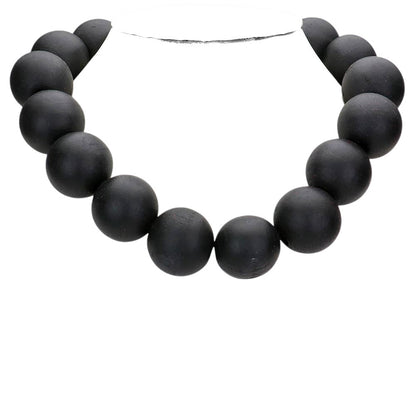 Black Wood Ball Necklace, delicately polished necklace will enhance your look, versatile enough for wearing straight through the week, perfectly lightweight for all-day wear, coordinate with any ensemble from business casual to everyday wear, the perfect addition to every outfit. 