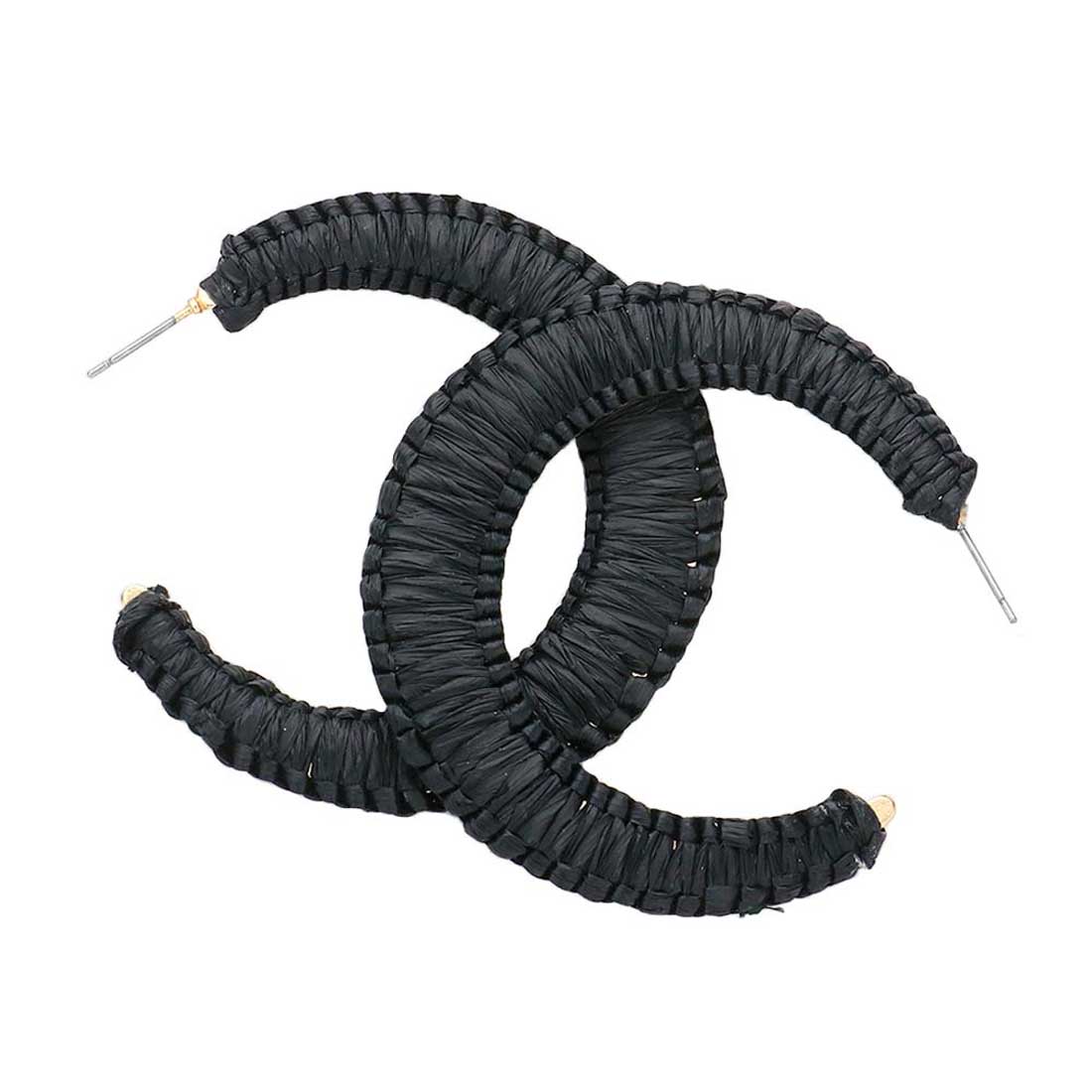 Black Woven Raffia Hoop Earrings! These dangly accessories bring a touch of shimmer and shine to any look. Great for birthdays, anniversaries, or just because - these earrings are the perfect gift for your special someone (or yourself!). Get ready to make a sartorial statement! Awesome everyday day wear, pairs well with any outfit.