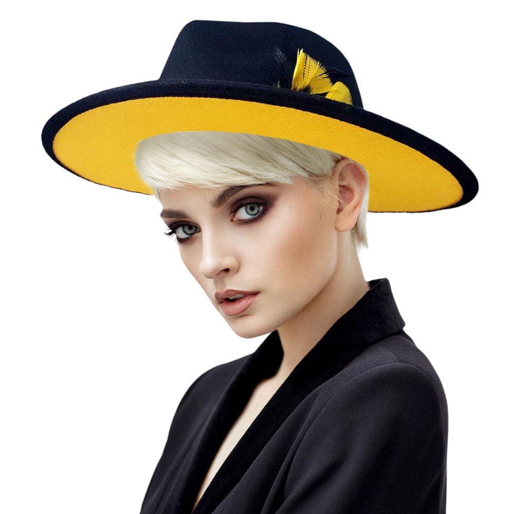 Black Yellow Feather Pointed Fedora Panama Hat, is perfect for warm weather. Its pointed top design and feather detail add a touch of class to any outfit. The lightweight construction ensures total comfort and breathability. Keep your style fresh, A classic gift to travelers or fashion-forwarded friends and family members.