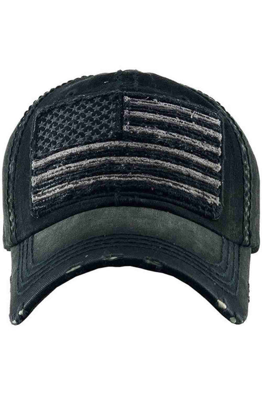 Black Show your patriotic pride with the American Flag vintage baseball cap, designed with a classic distressed finish and bold embroidered flag detail. Comfortable and adjustable for everyday wear, this casual cap is perfect for outdoor adventures, holidays, or laid-back weekend looks.