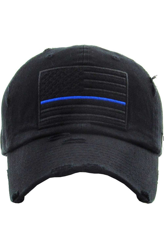 Black Blue Show off your patriotic style with this Unisex American Flag washed vintage distressed baseball cap, featuring a classic worn-in look and bold flag detail. Designed for comfort with an adjustable fit, this everyday cap is perfect for casual outings, outdoor activities, or laid-back weekends.