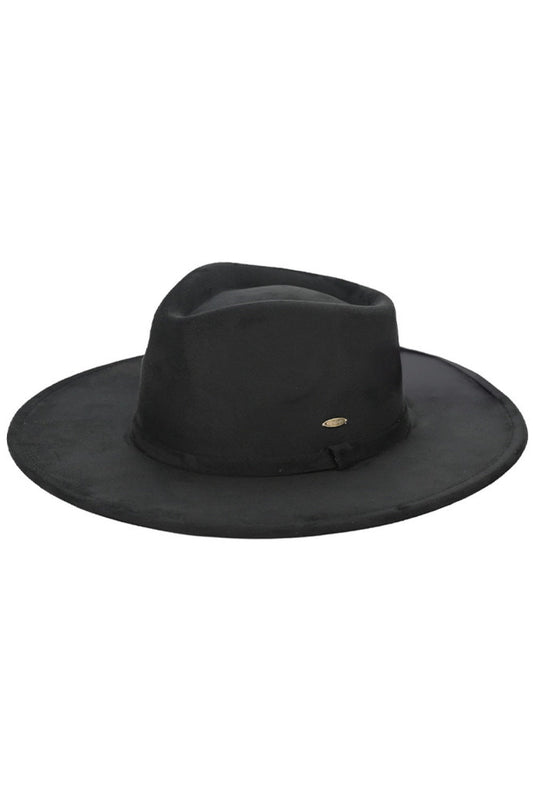 Black Elevate your hat game with this versatile C.C Faux Suede Rancher Hat, crafted from a premium blend of 90% polyester and 10% spandex for comfort and durability. The flexible brim lets you switch between classic cowboy and contemporary fedora styles effortlessly.