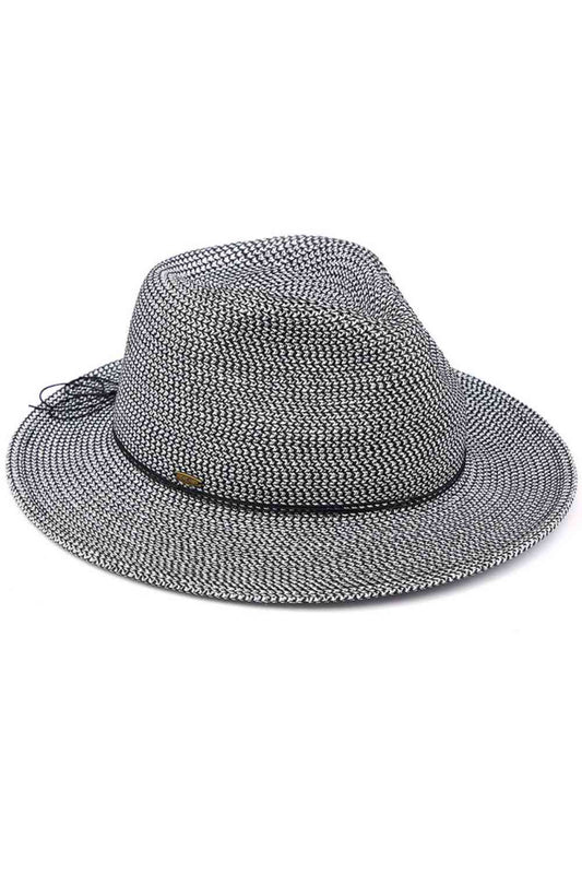 Black This C.C Paper Straw Panama combines timeless style with modern sparkle. Crafted from 88% paper and 12% polyester with eye-catching lurex accents, it features a classic 2.5" brim in a universally flattering one-size fit. The breathable paper blend keeps you comfortable in warm weather while providing reliable sun protection. Perfect for beach days, outdoor events, and vacation packing, this versatile hat transitions seamlessly from casual to polished looks.