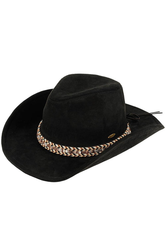 Black Discover the perfect blend of style and comfort with this C.C Multi Thread Trim Suede Cowboy Hat. Crafted from 100% polyester, this versatile rancher delivers a soft, suede-like feel in classic colors including black, camel, gray, and red. The flexible design transitions seamlessly from traditional cowboy to modern fedora styling.