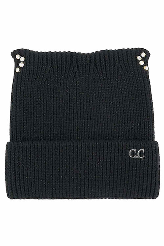 Black C.C Rhinestone Cat Ear Cuff Beanie Winter Hat adds playful charm with sparkling rhinestone accents and cute cat-ear detailing for a fun cold-weather statement. Made for cozy warmth and a comfy stretch fit, this beanie keeps you stylish while staying snug all season.